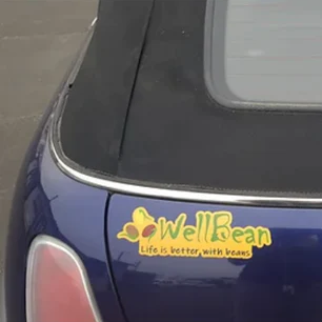 wellbean bumper sticker on car