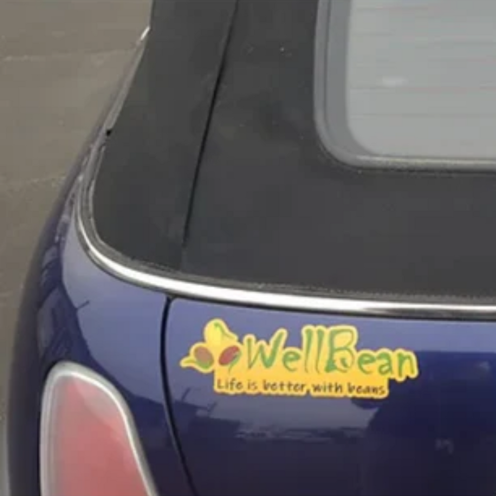 
                  
                    wellbean bumper sticker on car
                  
                